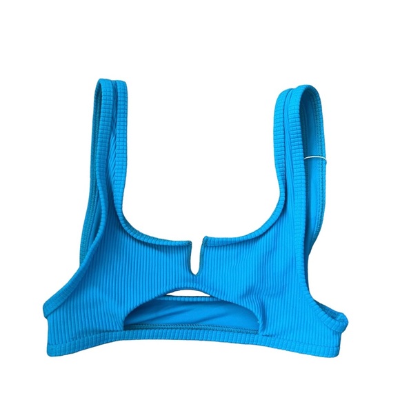 Frankie's Bikinis Cole Ribbed Scoop Bikini Top In Azuro (Blue) Size XS NWT - Picture 2 of 8